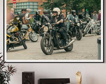 Fine Art Print - Triumph Bonneville T100 Cafe Racer Motorcycle Wall Art Decor, Custom Motorcycle Gift for him, New York City, Vintage