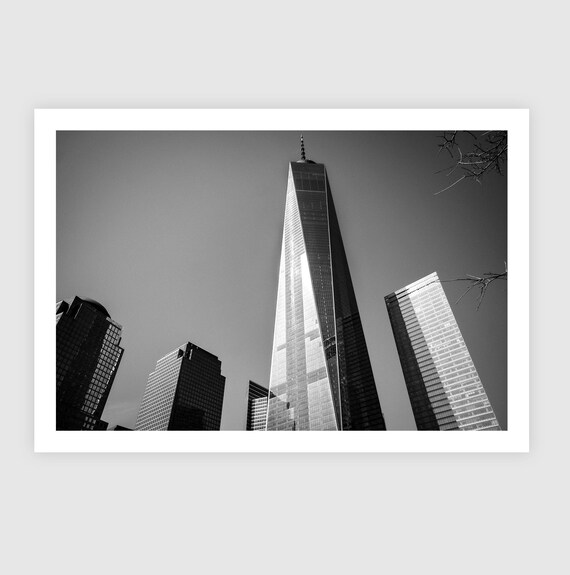 Fine Art Print - One World Trade Center NYC black and white wall art,  NYC street poster, office decor, Manhattan Skyline, Architecture