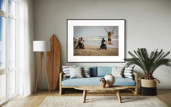 Fine Art print - Vintage Motorcycle Beach Drag Race, TROG Racing Poster – Biker Wall Art for Garage, Man Cave Decor, gift, Wildwood Beach