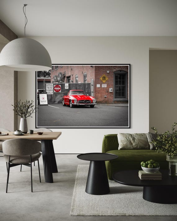 Fine Art Print - Vintage Mercedes Benz 300SL Gullwing Wall Art, bedroom Decor, gifts for him, gift for dad, father day, housewarming gift