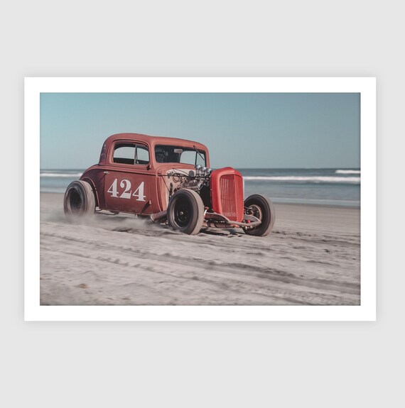 Fine Art Print - 424 Coupe – Vintage Hot Rod Beach Racing Wall Art - TROG Poster, housewarming gift, garage, man cave