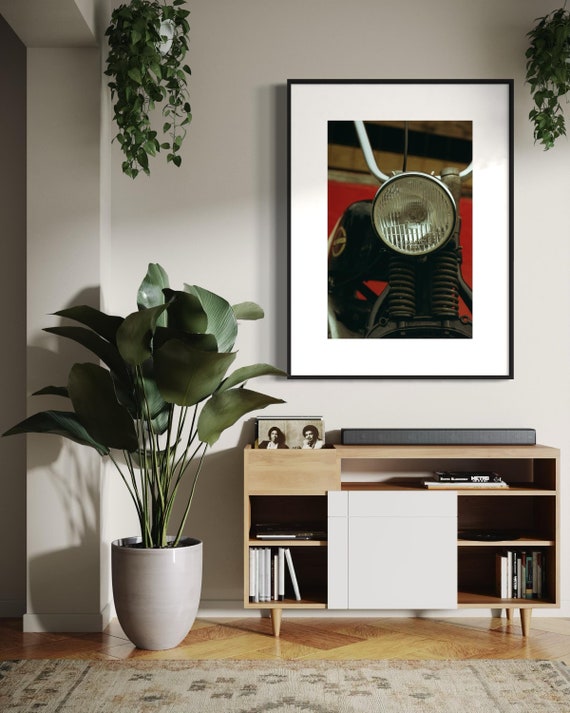 Fine Art Print - Vintage Motorcycle Wall Art - Vintage Headlight Close-Up, Garage Decor, Harley Davidson