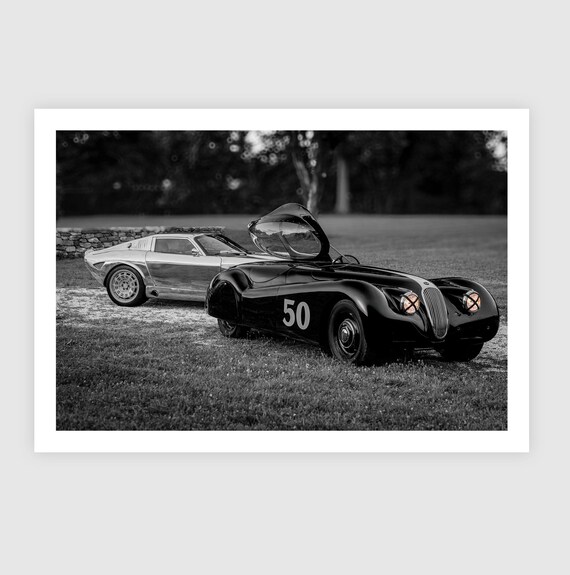 Fine Art Print - Classic Jaguar XK120, Runge Veleno Wall Art, Black White Vintage Car Photo, Rustic, Man Cave Decor, gift for him