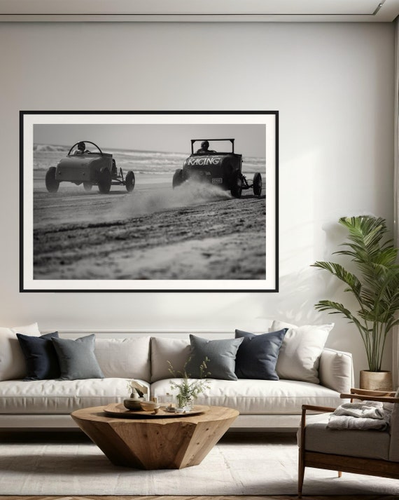 Fine Art Print - Vintage Hotrod Beach Racing  - Coastal Decor Wall Art - TROG - Drag Racing Wall Art, Man Cave Decor, Office Wall Art, Gift