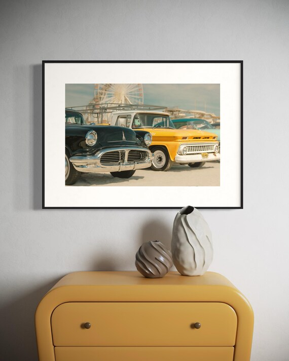 Dimensional Wall Art for Unique Wall Decor - Vintage Yellow Black American Trucks Personalized Wall Art for Home Decor - Art Deco Wall Art