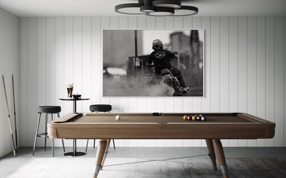 Fine Art print - How You Doin'! Motorcycle Burnout Wall Art - Black and White, Cafe Racer, Biker Decor, Man Cave, Garage Vibes, Gift for him