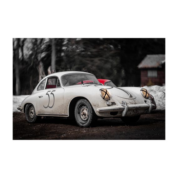 Fine Art Print - Vintage Porsche 356 in the Wild - Bardhal Rally Wall Art – Porsche Collector Gift, Office Decor, Cabin, Vacation, Ski