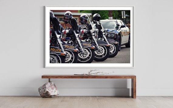 Police Force United: Muscular Precision in Black & Gold - Captivating Wall Art for Law Enforcement Enthusiasts Photo Poster Art Print