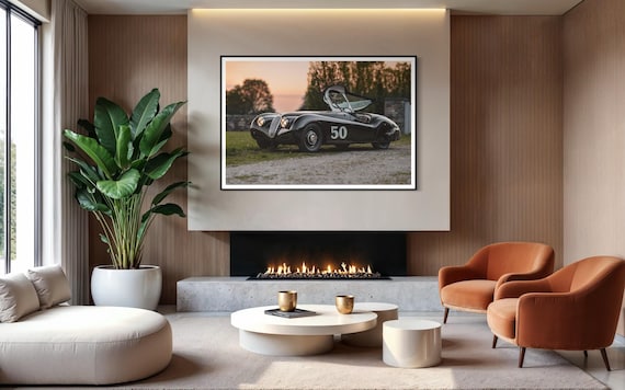 Fine Art Print - Classic Jaguar XK120, Rob Ida Black Cat Wall Art, Vintage Car Photography Wall Decor, Rustic, Man Cave Decor gift for him