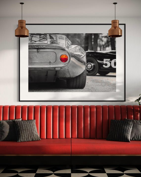 Fine Art Print - Runge Veleno photo with red taillight, Jaguar XK120 Black Cat, automotive Wall Art, Monochrome, Office Decor, Garage, Gift
