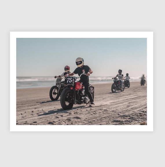 Fine Art Print - TROG Bikers on the Beach Racing - Wildwood - Motorcycle bikers, Harley Davidson, housewarming gift, garage, man cave
