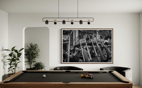Fine Art Print - Choppers | Black and White Motorcycle Wall Art | Gritty Vintage Biker Print for Garage, Man Cave, or Workshop Decor