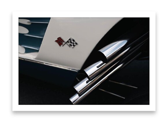 Hotrod Corvette Art Print: Vintage Americana Garage Decor