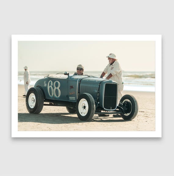 Fine Art Print - Giclée Vintage Hot Rod Drag Racing Print, Beach Rac, Ford Model A, TROG 68