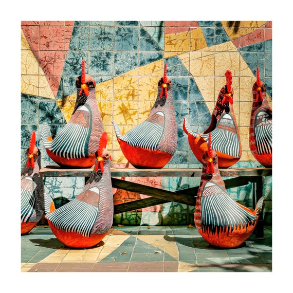 Fine Art Print - Colorful Chicken Print: Brazilian Folk Art Photography, Kitchen Decor