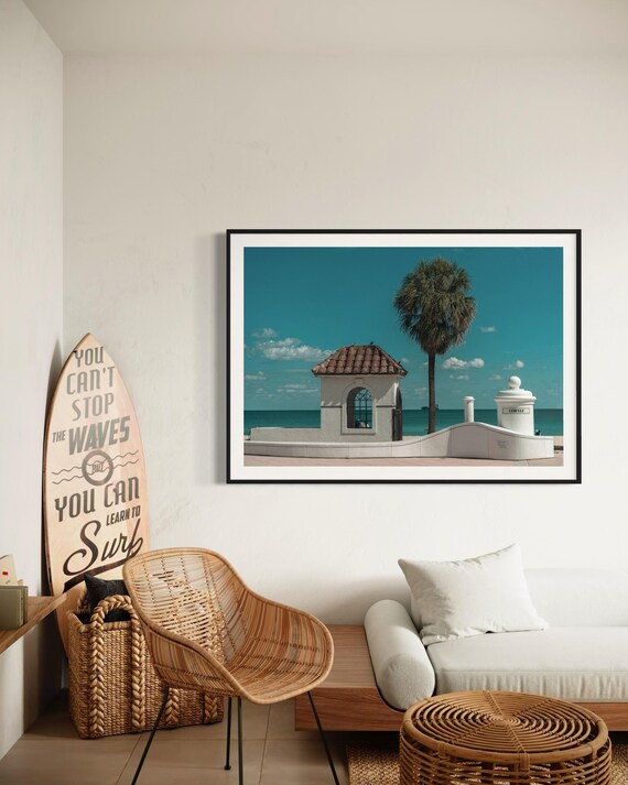 Fine Art Print - Coastal Miami, California, Palm Tree - Beachside Vacation Home Photography Print -  Airbnb Wall Art Deco poster