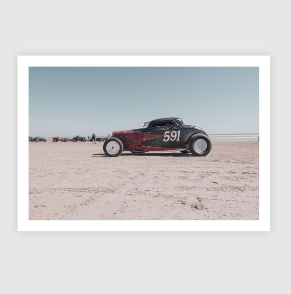 Fine Art Print - Rolling Bones Hot Rod 591, TROG Vintage Race Car, Beach Racing Wall Art, Americana Decor, Man Cave, Office