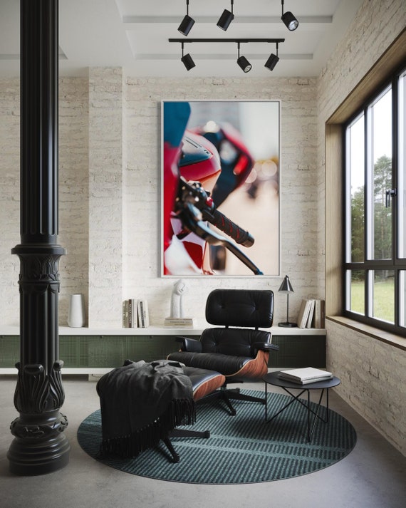Fine Art print- Red Ducati Panigale Motorcycle Wall Art, Modern Garage Decor, office, workshop, man cave biker art, housewarming gift for