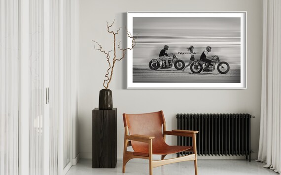 Fine Art Print - Vintage Motorcycle Beach Drag Poster, TROG Wall Decor, Harley Davidson, Man Cave, Garage, Office Decor, Gift for Him Print
