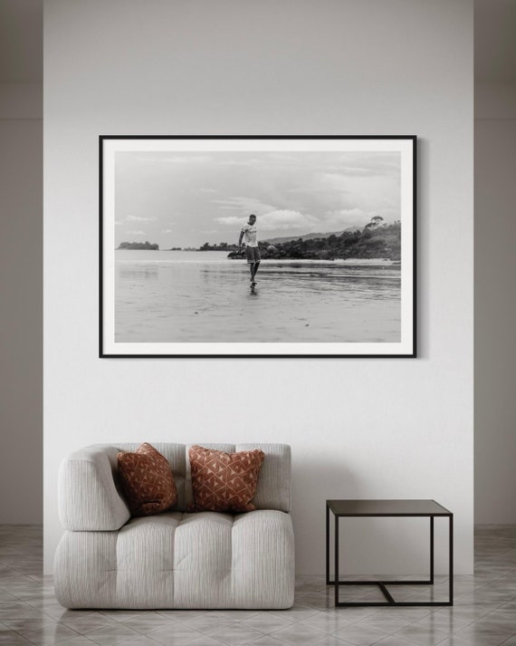 Fine Art Print -  Soccer Black and White Beach Football Photography,  Sports Home Decor,