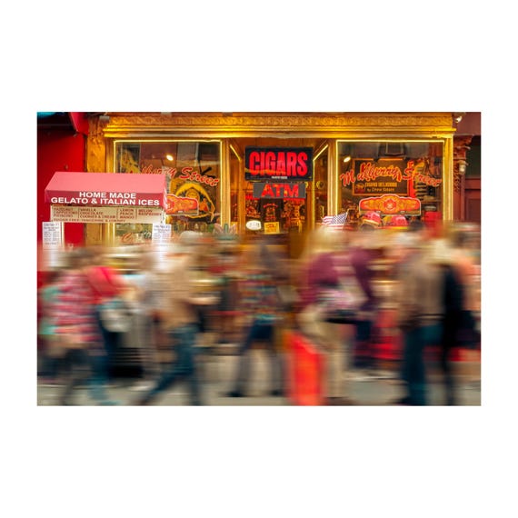 Fine Art Print - CIGAR Shop NYC Wall Art, Italian Ice cream Store poster, Little Italy New York, Lounge Bar Decor, man cave, bar decor