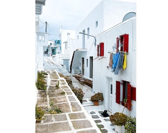 Fine Art Print - Mykonos Print: Greek Island Alley Photography, Mediterranean Wall Art, Travel Greece Decor, Athens, Santorini, Gift