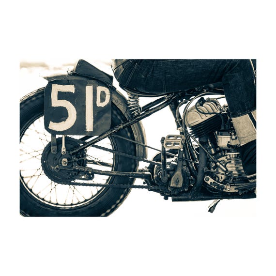 Fine Art print - Vintage motorcycle photograph, black and white wall art print, engine and wheel detail, decor for garage or office, gift