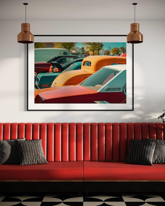 Fine Art print - Vibrant Classic Cars Wall Art – A Celebration of Classic Vintage Americana  Automotive, Pin-up Poster Print, Gil Stunner