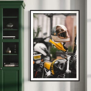 Fine Art Print - BMW R nineT 90 Cafe Racer Motorcycle Helmet Wall Art, Cafe Racer Decor, Custom Motorcycle Gift for him, New York City