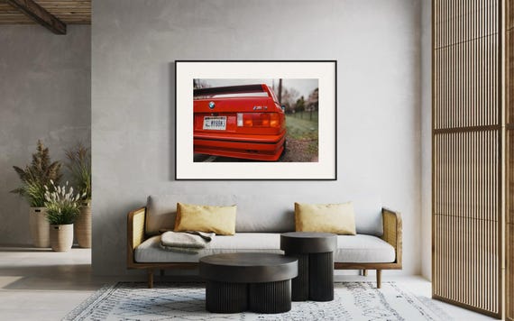 Fine Art Print - BMW E30 M3 Wall Art, 80's Iconic Bavaria Sports Car Poster for Car collector, Gift for  office, man cave decor, garage 1/2