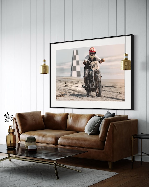 Fine Art Print - Vintage TROG Beach Motorcycle Racer - Authentic Vintage Drag Racing Wall Art Print Poster