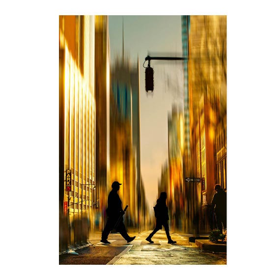 Fine Art Print - New York City street photograph with motion blur silhouettes, wall art for modern urban decor, office, galler,y living room