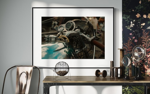 Fine Art Print - Vintage Norton Motorcycle, Cafe Racer Poster, Vintage Biker Wall Art, garage, Man cave, Industrial Decor print, gift ideas