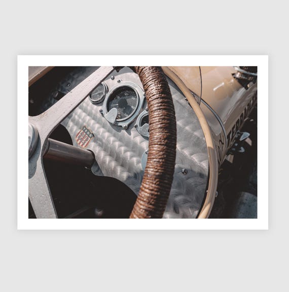 Fine Art Print -  TROG Vintage Hot Rod Race Car Dashboard – Close-Up Metal Detail Print, garage decor