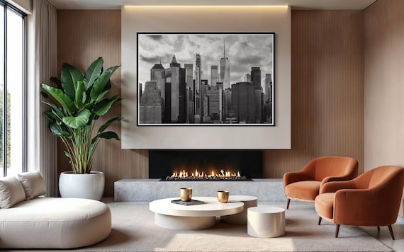 Fine Art Print - New York City Skyline Wall Art, NYC Black and White, World Trade Center, United Nations, Architecture, Decor, gift, vintage