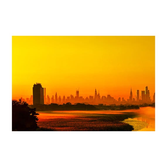 Fine Art Print - New York City Skyline at Sunrise, Silhouette, Wall Art Landscape Photography Print, Sunset Decor for Office and Home Decor