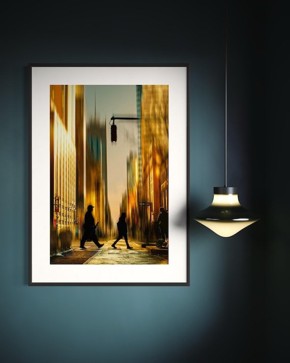 Fine Art Print - New York City street photograph with motion blur silhouettes, wall art for modern urban decor, office, galler,y living room