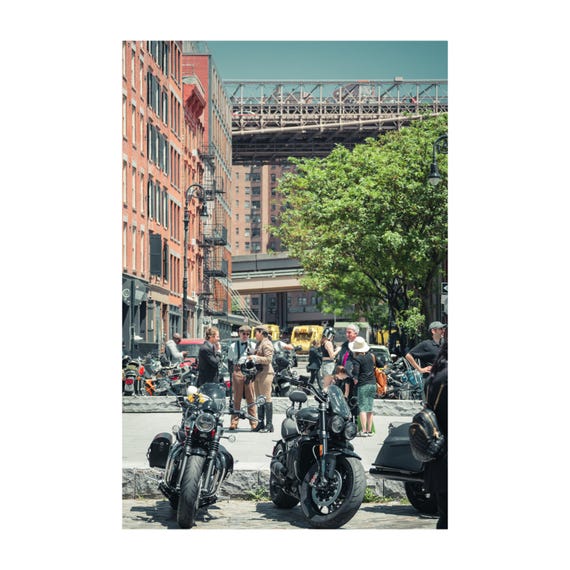 Fine Art Print - Brooklyn Bridge Vintage Cafe Racer Motorcycle Wall Art, Distinguished Gentlemen Decor, Custom Gift for him, New York City