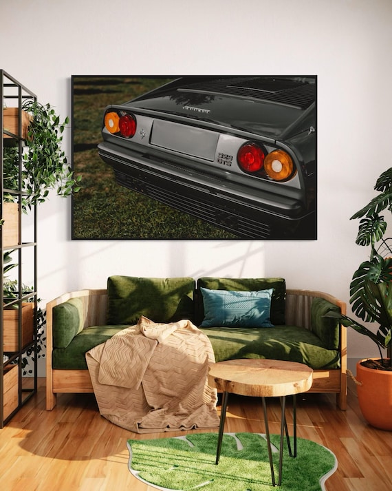 Fine Art Print - Ferrari 328 GTS Rear View Wall Art - Classic Supercar Poster - Vintage Italian  80's Car Lovers Decor - Gift for him