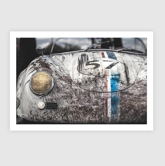 Fine Art Print - Porsche 550 Spyder Racing Patina Photo Print, Vintage Wall Art, Classic Car Garage Decor, 1950s Race Car Photography