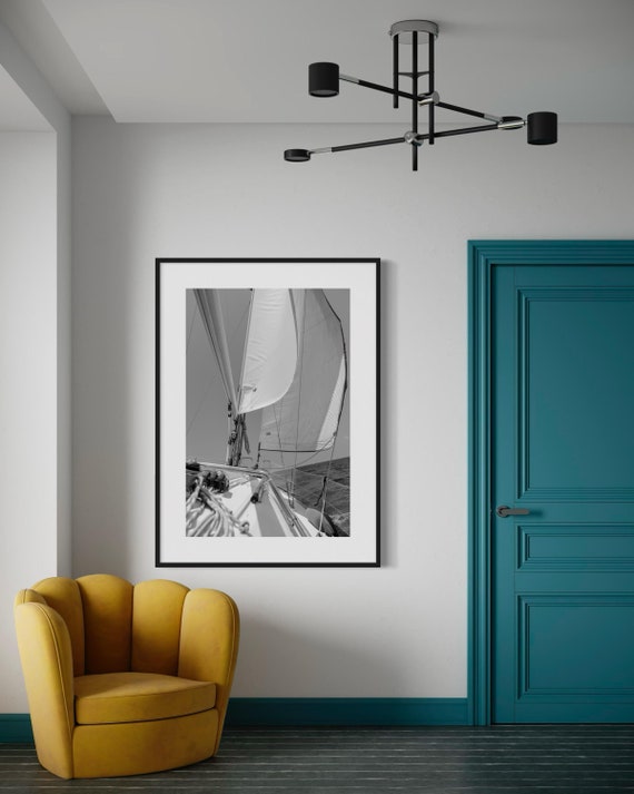 Black and White Sailboat Wall Art - Nautical Photography Print for Coastal Decor- Captivating Wall Art - Modern Elegant