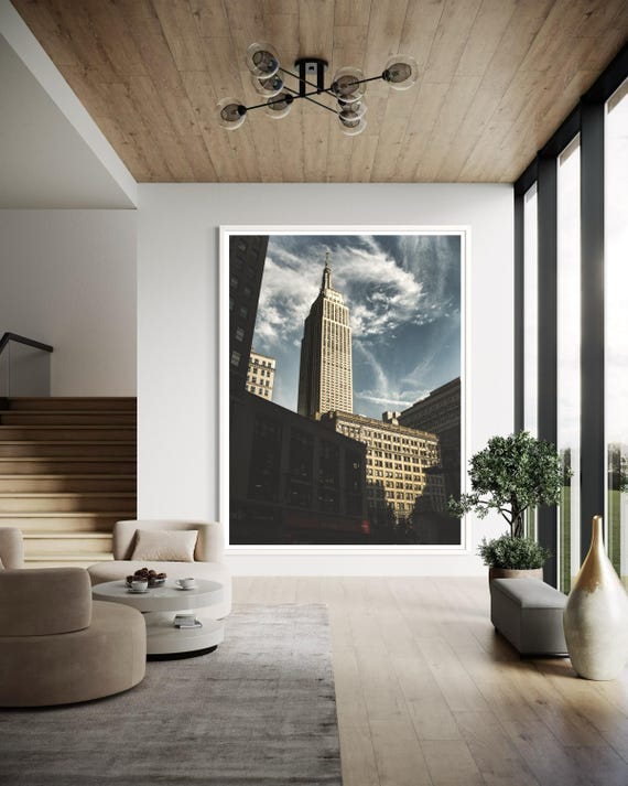 Fine Art Print - Empire State Building NYC architecture, cinematic skyline wall art for office, home decor, timeless Manhattan cityscape