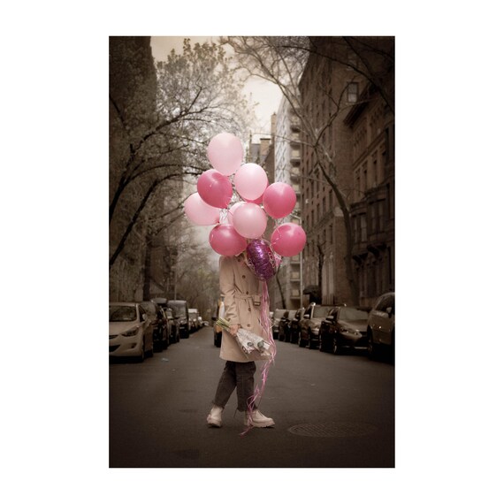 Fine Art print - Romantic Pink Balloon NYC Print: Urban Love Wall Art, for home decor