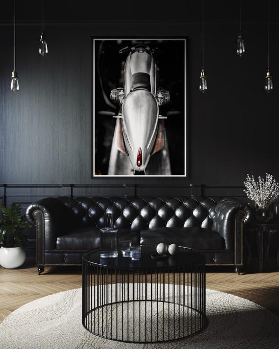 Fine Art Print -  Monochrome Vintage Chrome Motorcycle by Gil Stunner, Large Wall Decor for Living room, room decor, Large wall art, gift
