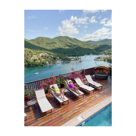 Fine Art Print - Marigot Bay St. Lucia Ocean Landscape Wall Art, Mountain Beach Coastal Decor, Summer travel Photography