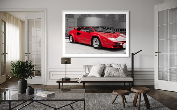 Fine Art Print- Lamborghini Countach Photography Print, Red Supercar, Extra Large print, Gift for him, Wall Art Decor, Man Cave, Poster