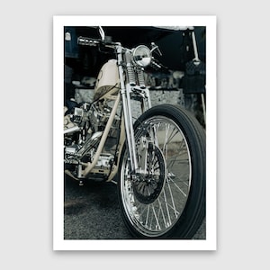 Fine Art Print - Springer Chopper Harley-Davidson Motorcycle Print - Indian Larry Wall Art, Vintage, garage poster, office, gift, man cave