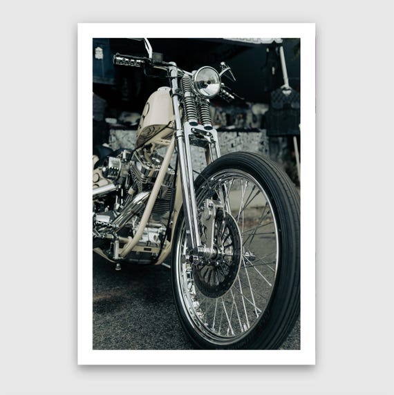 Fine Art Print - Springer Chopper Harley-Davidson Motorcycle Print - Indian Larry Wall Art, Vintage, garage poster, office, gift, man cave