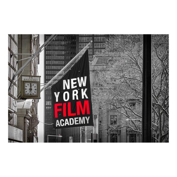 Fine Art Print - New York Film Academy wall art,  NYC street photograph, black and white, movie room decor, Manhattan, game room, TV Room
