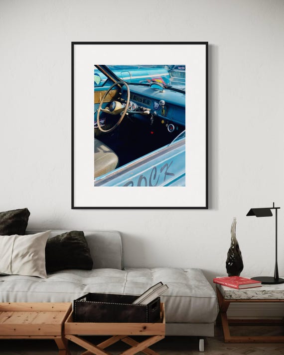 Classic Saab Interior Art Print: Vintage Dashboard & Steering Wheel Blue Patina  Racing Upgrades for True Saab Enthusiasts